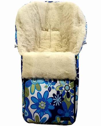 Спальный мешок в коляску №06 из серии Aurora, дизайн – голубые цветы 